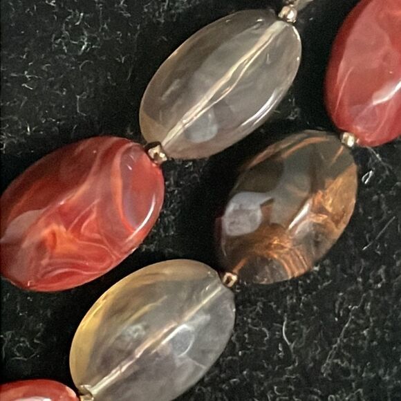 32” multi amber tone translucent oval beaded necklace that can be worn many ways - Picture 7 of 13